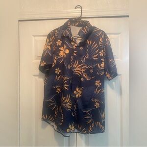 Navy and Yellow Tropical Men's Shirt